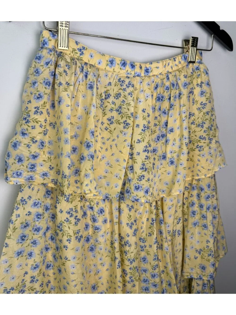 Abercrombie & Fitch Drama Tiered Maxi Skirt Yellow Floral S Coquette Feminine - Picture 9 of 10